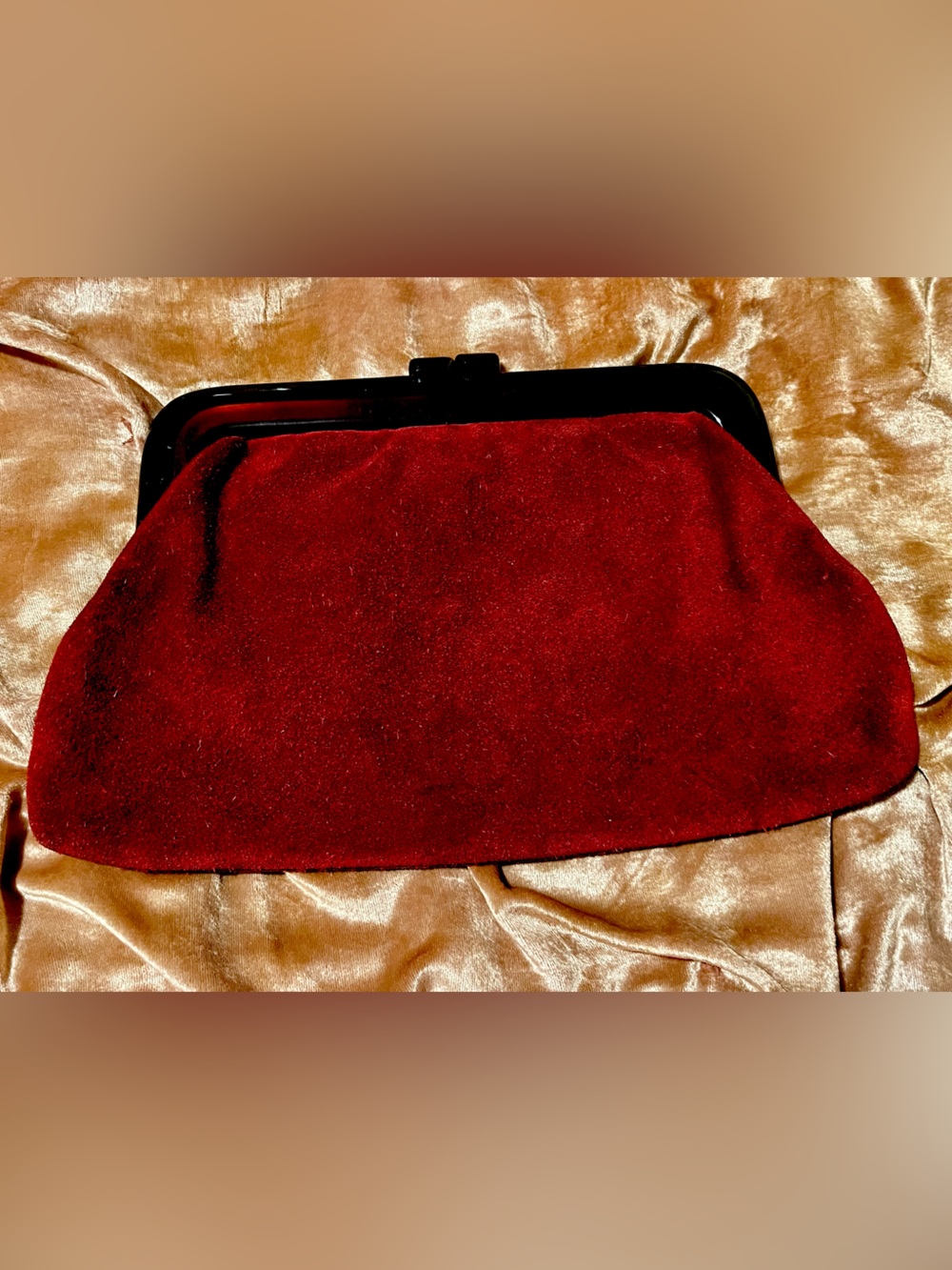 Vintage Andante Italian Red Italian Suede Clutch Bag Mid-Century Moda Italiana